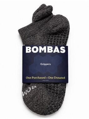 Bombas Women's Gripper Ankle Socks Haze Dark Grey Size M NWT